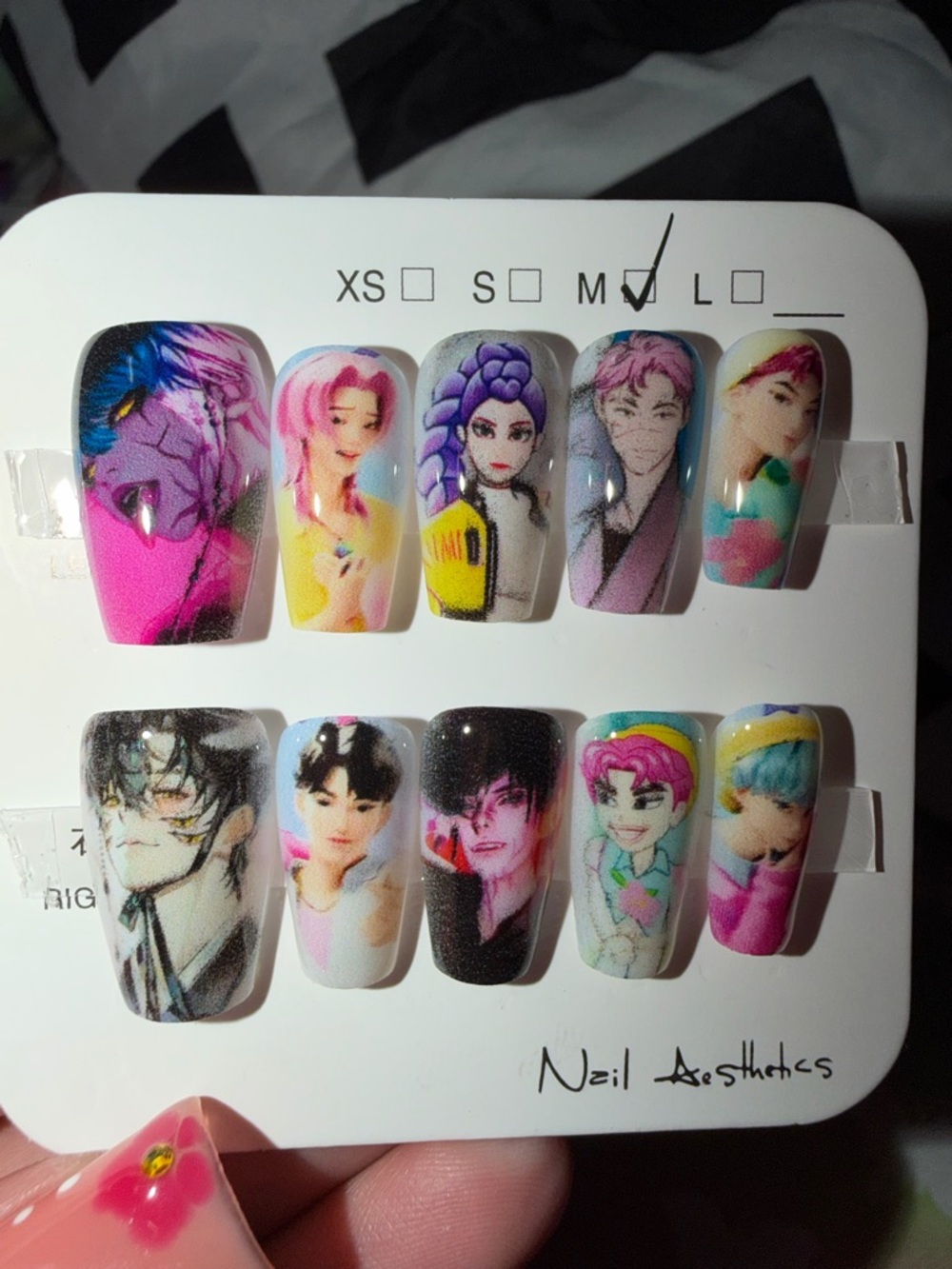 Colorful Anime Character Press-On Nail Set